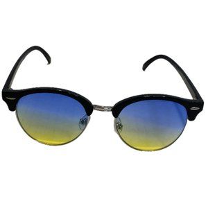 Black & Silver Round Retro Sunglasses